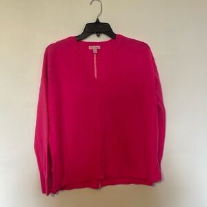 Lilly Pulitzer Hot Pink Vneck Cashmere Side Slit Sweater